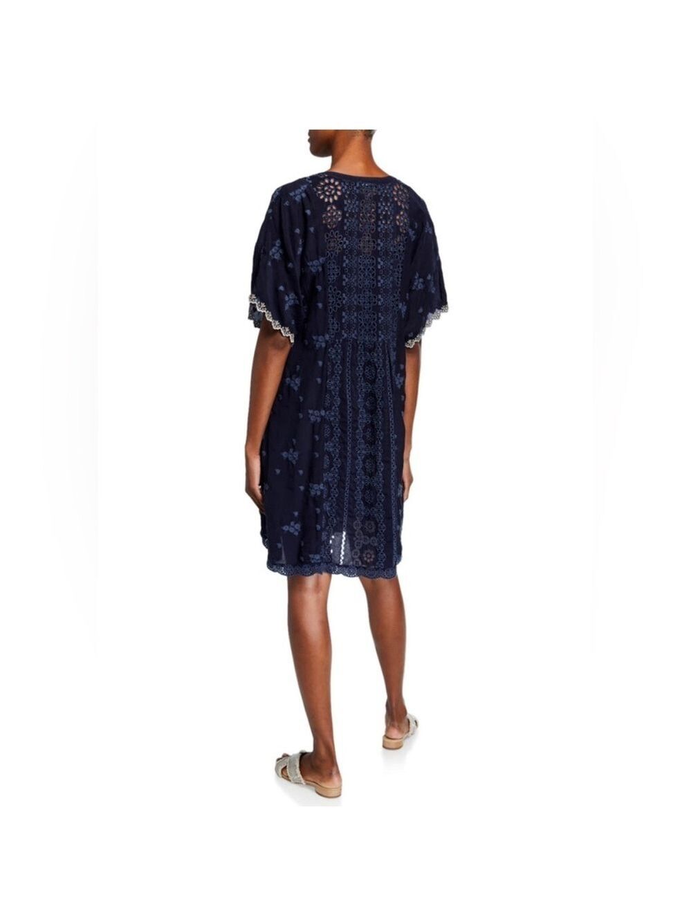 Johnny Was Blue Riza Eyelet Embroidered Shift Dress Size Small - Picture 16 of 16